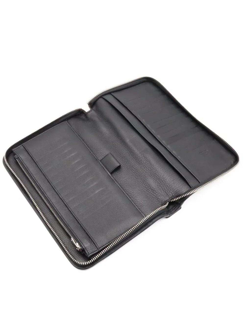 Loewe Anagram Clutch Zip Around Wallet Leather Black Silver